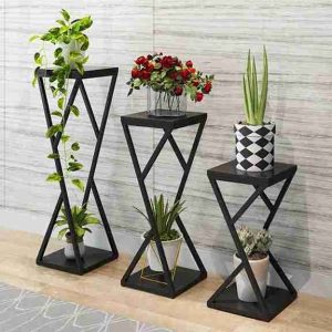 Flower rack set of 3 in Black