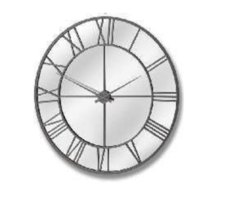 Round Silver Analogue Wall Clock